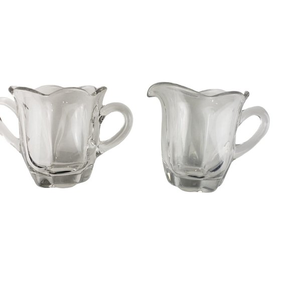 Clear Glass Small Sugar Creamer Set with Tray   LAST CHANCE TO PURCHASE! - Picture 2 of 9